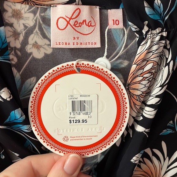 BNWT Leona Edmiston classic pussybow floral neck tie dress - Picture 3 of 4